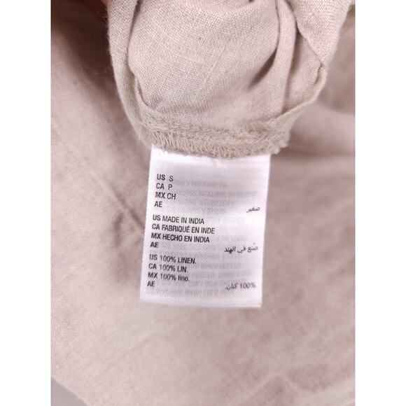 Charter Club 100% Linen Split-Neck Top with Tie Sleeves – Size S, Beige - Picture 8 of 14